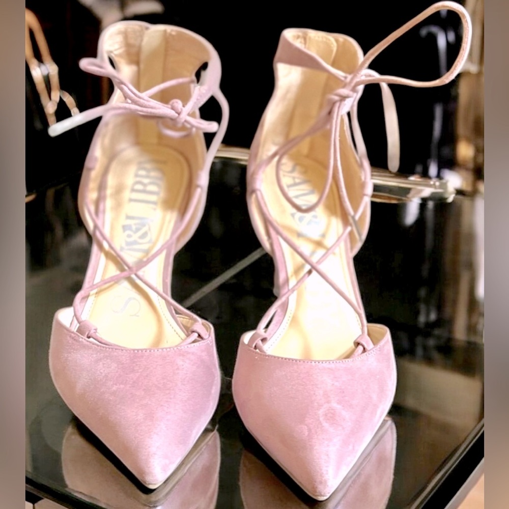Sam & Libby chic lace-up stiletto heels. - Picture 3 of 13